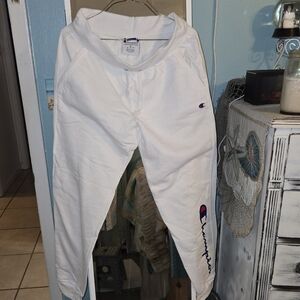 Champion White Sweatpants with Logo